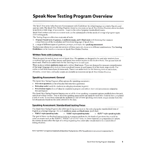 Speak Now 1 Teacher&#039;s Book with Testing Program (New)