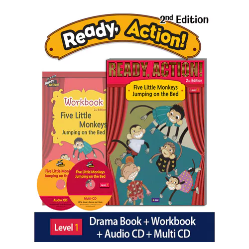 Ready Action 1 Set / Five Little Monkeys Jumping on the Bed (Student&#039;s Book+WorkBook+Audio CD+Multi CD) (2nd Edition)(2020)