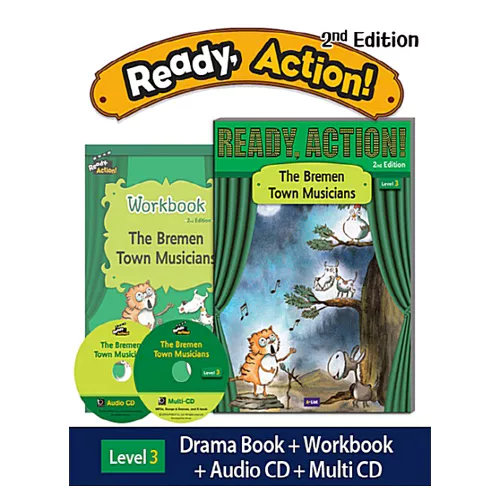 Ready Action 3 Set / The Bremen Town Musician (Student&#039;s Book+WorkBook+Audio CD+Multi CD) (2nd Edition)(2020)